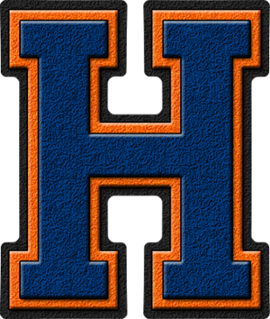  Royal Blue & jeruk, orange Varsity Letter H
