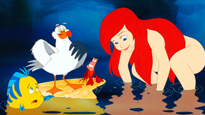 Walt Disney Screencaps - Flounder, Scuttle, Sebastian & Princess Ariel