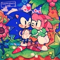 sonic and amy rose - sonic-the-hedgehog fan art