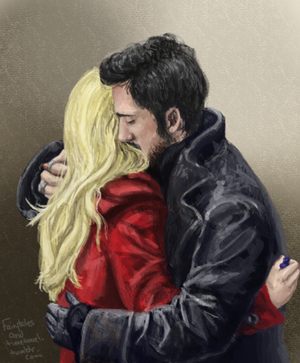 Emma/Killian Drawing - The Captain Swan Hug
