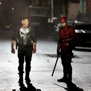 Jon Bernthal and Charlie Cox on set of Daredevil: Born Again