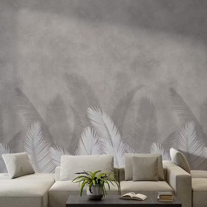 Palm leaves with gray color wallpaper
