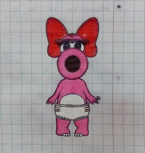 My finished drawing of Birdo in diapers.