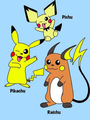 Pichu, Pikachu, and Raichu