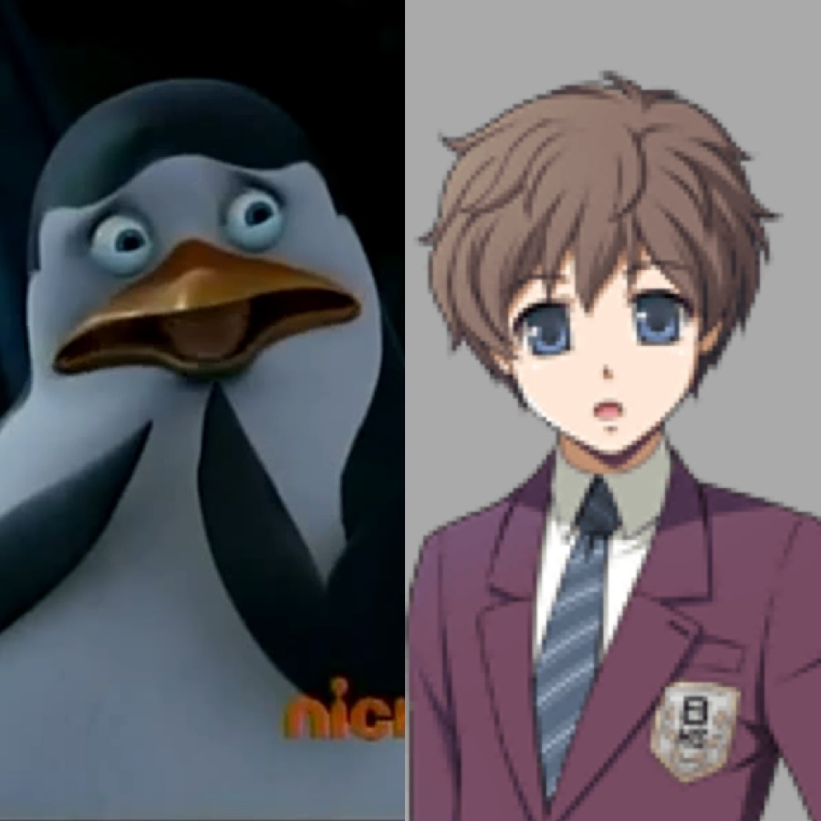 Which penguin character and anime character look alike and