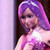  Keira in purple wig and short roze dress