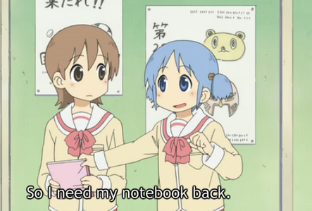 Why does she want her notebook back? [Nichijou]