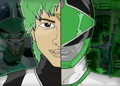 What is the morphing call Trip says when he morphs into the Green Time Force Ranger.