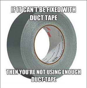  why does he wear duct tape?