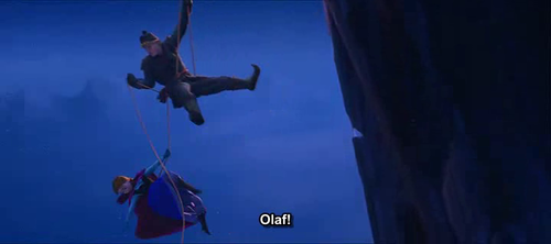  What goof happened when Kristoff and Anna fell off a cliff?