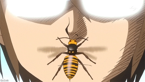  when the bee stoped on hidenori's mouth ,, what happend Далее ؟
