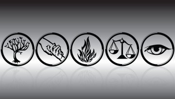  From left to right, name the factions that belong to the symbols. Choose the correct order.