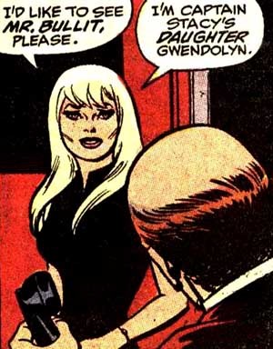  In her original death Gwen was unconscious during Spiderman and the Green Goblin's fight and before her death.