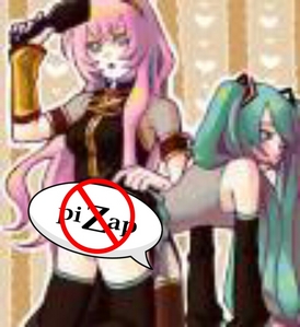 Which girl Vocaloid is giving Hatsune Miku a spanking for being a naughty bad girl?