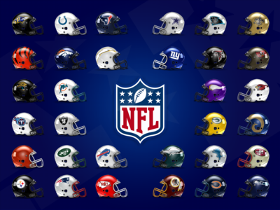 Which National Football League team features its logo ONLY on one side of the helmet?