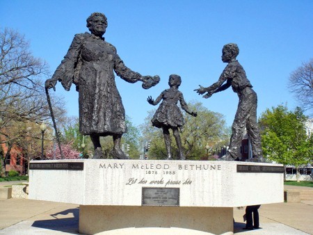  Located in lincoln Park in Washington, D. C., the statue of Mary McLeod Bethune was unveiled back in 1974
