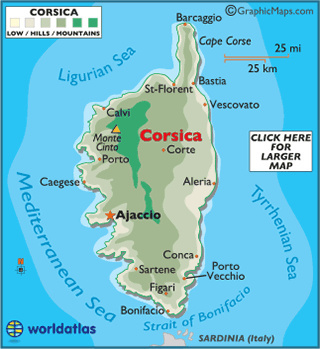  The Mediterranean island of Corsica currently belong to what European country?