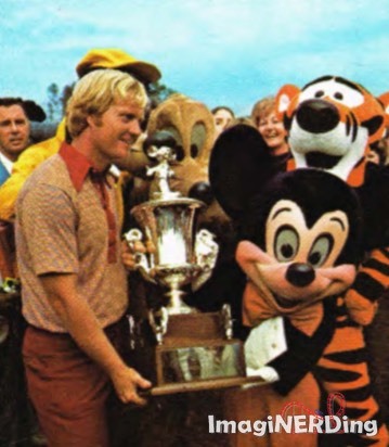 Who is this legendary golfer in the photograph with Mickey Mouse