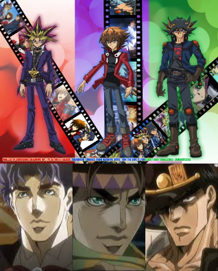 Are the 1st three series of Yu-Gi-Oh! similar to the first three parts of JoJo's Bizarre Adventure?