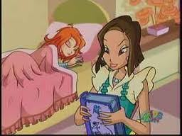 in winx club 's season 1 episode 1 bloom was reading which book and slept?
