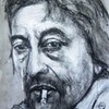 Serge Gainsbourg, portrait drawing, mixed media on paper eltjohanna photo