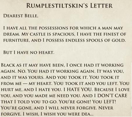  Rumplestiltskin's letter (To Belle-The Untold story)
