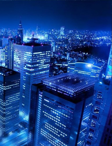 blue city lights