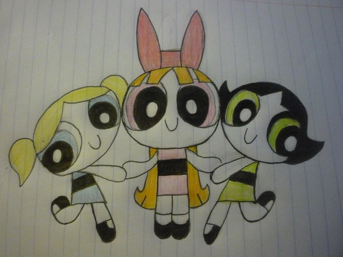 my drawing of the powerpuff girls :D