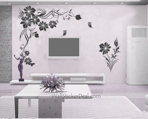 Branches Flower With Butterfly Wall Stickers