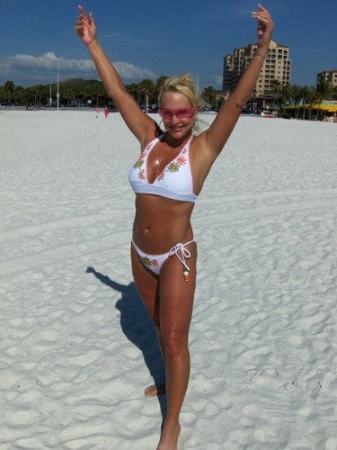 Debra on the beach in 2009