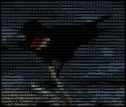  Image of bird converted to ASCII characters and colorized with HTML from Wikipedia