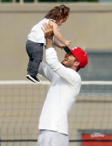 Sept. 22nd - LA - David and Harper watching the boys play Fußball