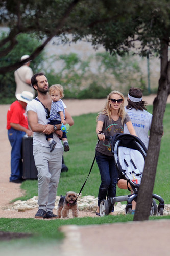  Taking a walk in the park with her family during a break from filming in Austin, TX (October 3rd 20