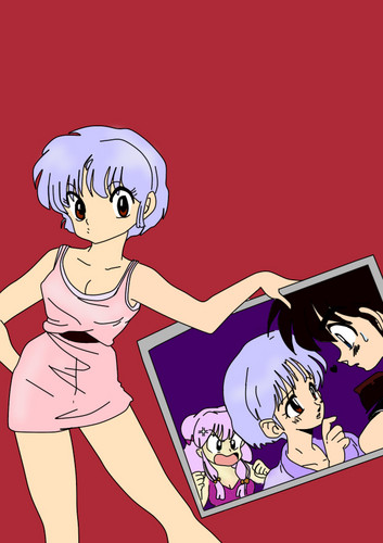  Akane's with a foto of her and ranma with a jelous shampoo in the background