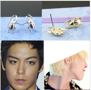  BIGBANG BIG BANG শীর্ষ Style Silver স্বর্ণ Beetle Earrings