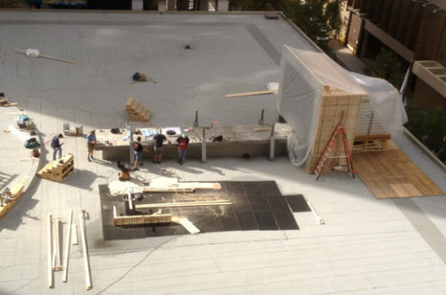  Catching moto set being built on the ROOF of the Marriot Marquis