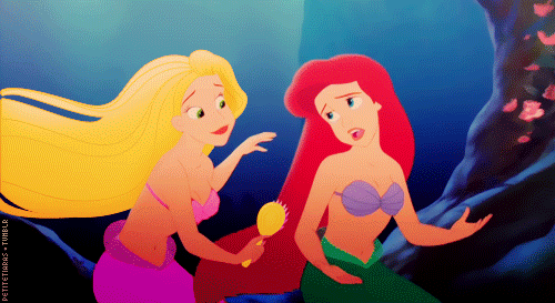 Rapunzel brushing Ariel's hair 