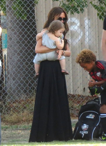  Sept. 29th - LA - Victoria and Harper watching the boys play futebol