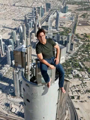 Tom at the VERY TOP of the Burj Khalifa!! WOW!!