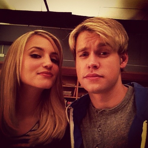 Chord and Dianna on set of Glee.