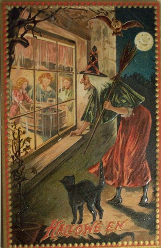  Vintage Dia das bruxas postcard