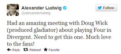 Alexander Ludwig's Twitter;  In talks about playing Four?