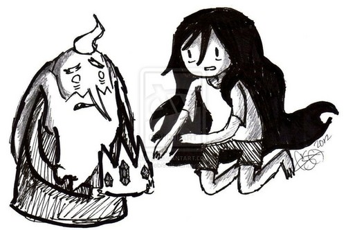  Ice King and Marceline Black and White