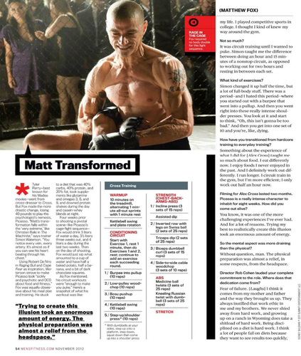  Matthew শিয়াল || Mens Fitness November 2012