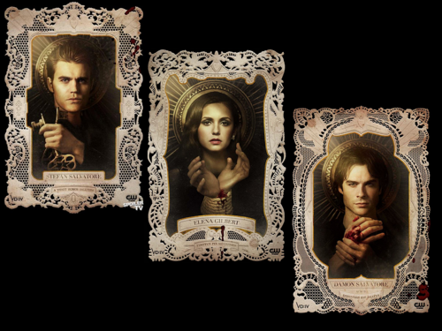  TVD / The Vampire Diaries Damon&Stefan&Elena वॉलपेपर द्वारा dodsab