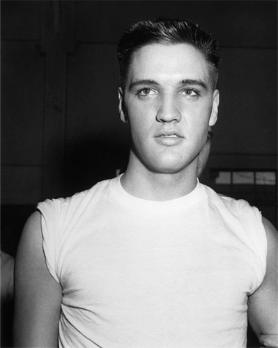 Elvis Presley with his U.S Army haircut