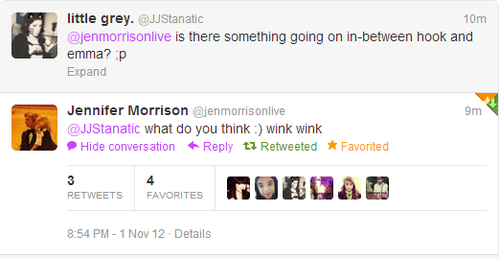  Jennifer Morrison (emma) Tweet About Captain রাজহাঁস (Hook/Emma)