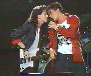  John Taylor and Simon Le Bon(Duran Duran) at Live Aid 1985