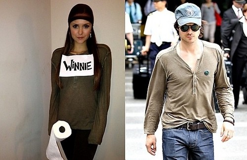 Nina in Ian's shirt