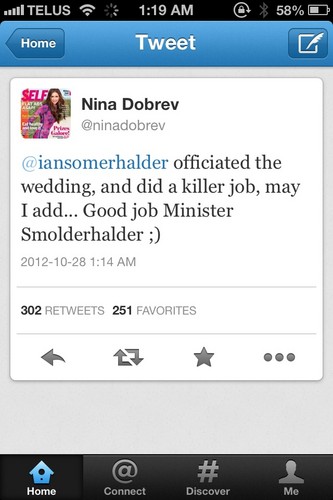 Nina tweets at Ian